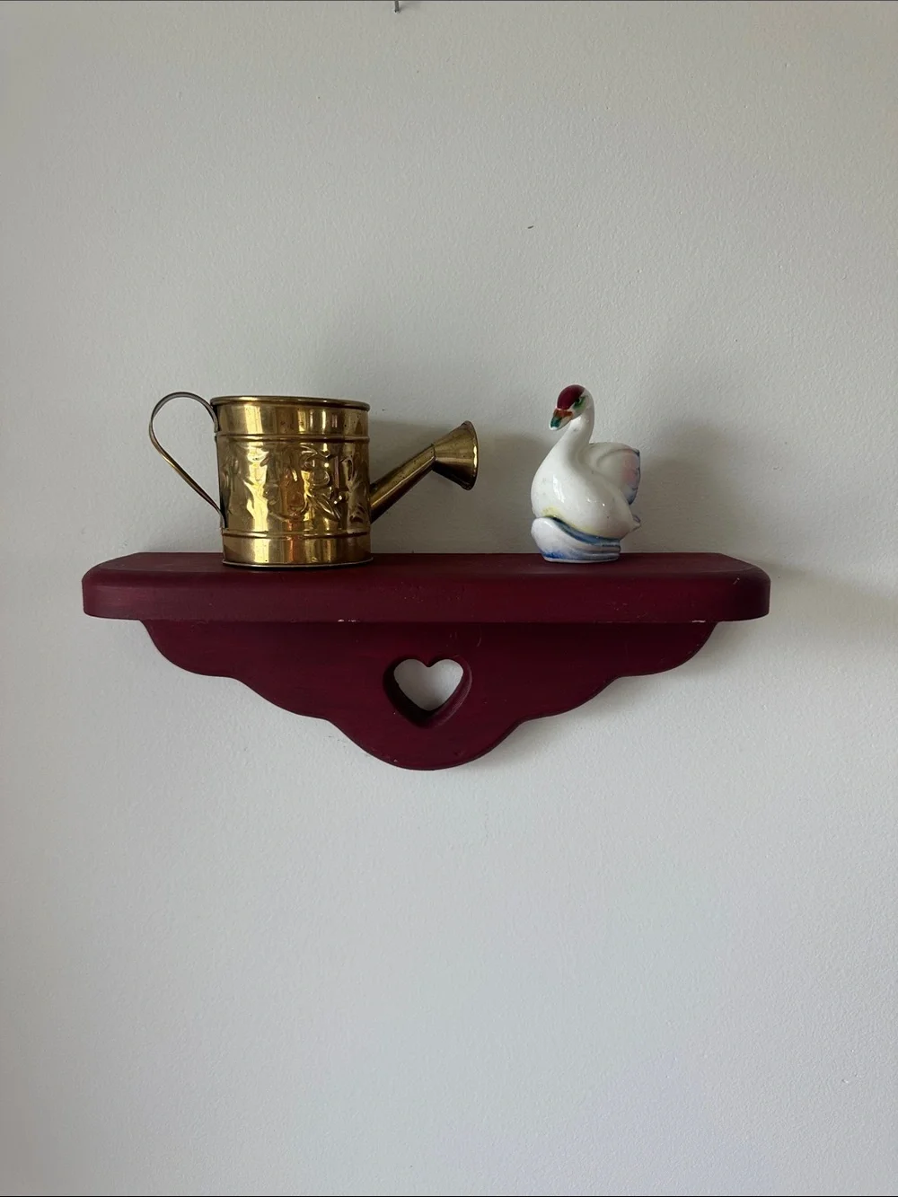 Vintage Wood Heart Cutout Wall Shelf - 11”